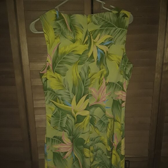 Lot- AGB SZ 8 Tropical Scoop Neck Fitted Short Dress + Open Weave Shrug Vacay ! - Picture 3 of 5
